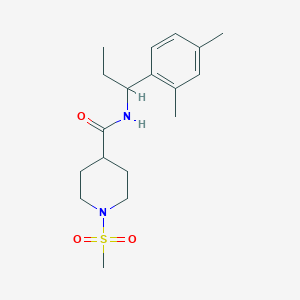 molecular formula C18H28N2O3S B4491296 N-[1-(2,4-DIMETHYLPHENYL)PROPYL]-1-METHANESULFONYLPIPERIDINE-4-CARBOXAMIDE 