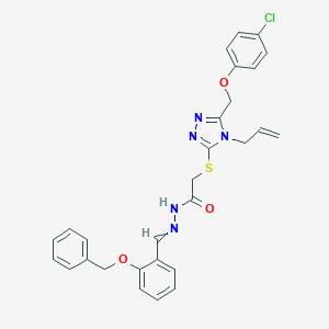 molecular formula C28H26ClN5O3S B449130 2-({4-allyl-5-[(4-chlorophenoxy)methyl]-4H-1,2,4-triazol-3-yl}sulfanyl)-N'-[2-(benzyloxy)benzylidene]acetohydrazide 