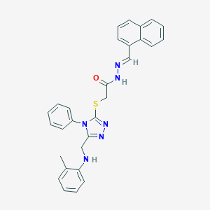 molecular formula C29H26N6OS B449137 N'-(1-naphthylmethylene)-2-{[4-phenyl-5-(2-toluidinomethyl)-4H-1,2,4-triazol-3-yl]sulfanyl}acetohydrazide 