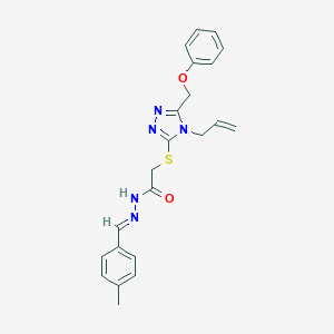 molecular formula C22H23N5O2S B449145 2-{[4-allyl-5-(phenoxymethyl)-4H-1,2,4-triazol-3-yl]sulfanyl}-N'-(4-methylbenzylidene)acetohydrazide 