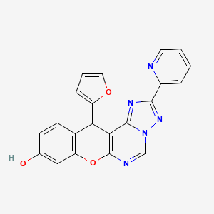 molecular formula C21H13N5O3 B4491476 12-(2-FURYL)-2-(2-PYRIDYL)-12H-CHROMENO[3,2-E][1,2,4]TRIAZOLO[1,5-C]PYRIMIDIN-9-OL 