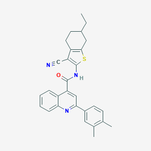 N-(3-cyano-6-ethyl-4,5,6,7-tetrahydro-1-benzothiophen-2-yl)-2-(3,4-dimethylphenyl)quinoline-4-carboxamide