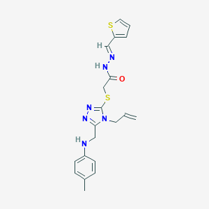 molecular formula C20H22N6OS2 B449153 2-{[4-allyl-5-(4-toluidinomethyl)-4H-1,2,4-triazol-3-yl]sulfanyl}-N'-(2-thienylmethylene)acetohydrazide 