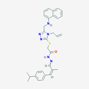 2-({4-allyl-5-[(1-naphthylamino)methyl]-4H-1,2,4-triazol-3-yl}sulfanyl)-N'-[3-(4-isopropylphenyl)-2-methyl-2-propenylidene]acetohydrazide