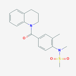 molecular formula C19H22N2O3S B4491580 N-[4-(3,4-dihydro-1(2H)-quinolinylcarbonyl)-2-methylphenyl]-N-methylmethanesulfonamide 