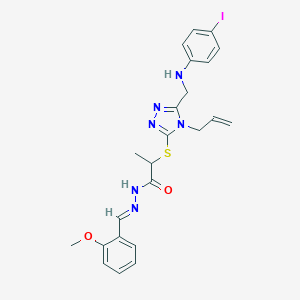 2-({4-allyl-5-[(4-iodoanilino)methyl]-4H-1,2,4-triazol-3-yl}sulfanyl)-N'-(2-methoxybenzylidene)propanohydrazide