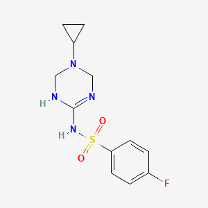 molecular formula C12H15FN4O2S B4491597 N-(5-cyclopropyl-1,4,5,6-tetrahydro-1,3,5-triazin-2-yl)-4-fluorobenzenesulfonamide 