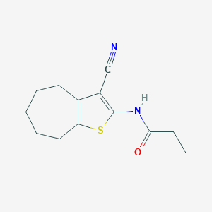 molecular formula C13H16N2OS B449163 N-(3-cyano-5,6,7,8-tetrahydro-4H-cyclohepta[b]thiophen-2-yl)propanamide 
