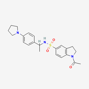 molecular formula C22H27N3O3S B4491667 1-acetyl-N-{1-[4-(pyrrolidin-1-yl)phenyl]ethyl}-2,3-dihydro-1H-indole-5-sulfonamide 