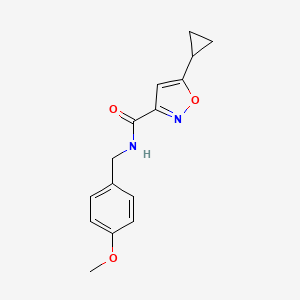 molecular formula C15H16N2O3 B4491847 5-cyclopropyl-N-[(4-methoxyphenyl)methyl]-1,2-oxazole-3-carboxamide 