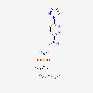 molecular formula C18H22N6O3S B4491902 5-methoxy-2,4-dimethyl-N-(2-{[6-(1H-pyrazol-1-yl)-3-pyridazinyl]amino}ethyl)benzenesulfonamide 