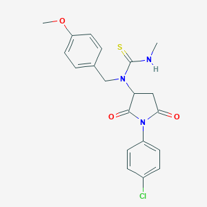 molecular formula C20H20ClN3O3S B449200 N-[1-(4-chlorophenyl)-2,5-dioxo-3-pyrrolidinyl]-N-(4-methoxybenzyl)-N'-methylthiourea 