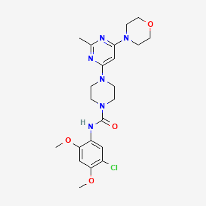 molecular formula C22H29ClN6O4 B4492016 N-(5-Chloro-2,4-dimethoxyphenyl)-4-[2-methyl-6-(morpholin-4-YL)pyrimidin-4-YL]piperazine-1-carboxamide 