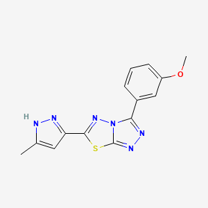 molecular formula C14H12N6OS B4492060 3-(3-methoxyphenyl)-6-(3-methyl-1H-pyrazol-5-yl)[1,2,4]triazolo[3,4-b][1,3,4]thiadiazole 