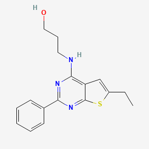 molecular formula C17H19N3OS B4492067 3-[(6-ethyl-2-phenylthieno[2,3-d]pyrimidin-4-yl)amino]-1-propanol 