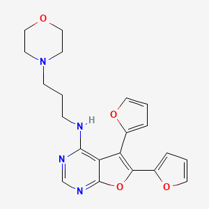 molecular formula C21H22N4O4 B4492135 5,6-di-2-furyl-N-[3-(4-morpholinyl)propyl]furo[2,3-d]pyrimidin-4-amine 