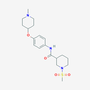 molecular formula C19H29N3O4S B4492176 1-METHANESULFONYL-N-{4-[(1-METHYLPIPERIDIN-4-YL)OXY]PHENYL}PIPERIDINE-3-CARBOXAMIDE 