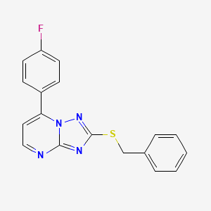 molecular formula C18H13FN4S B4492226 2-(BENZYLSULFANYL)-7-(4-FLUOROPHENYL)-[1,2,4]TRIAZOLO[1,5-A]PYRIMIDINE 