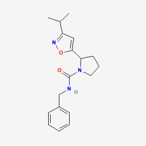 molecular formula C18H23N3O2 B4492246 N-Benzyl-2-[3-(propan-2-YL)-1,2-oxazol-5-YL]pyrrolidine-1-carboxamide 