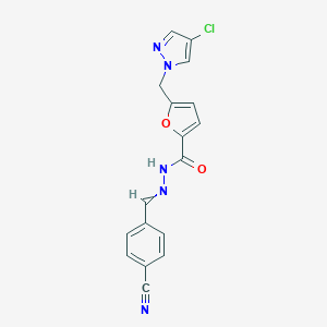 molecular formula C17H12ClN5O2 B449227 5-[(4-chloro-1H-pyrazol-1-yl)methyl]-N'-(4-cyanobenzylidene)-2-furohydrazide 