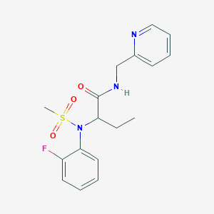 molecular formula C17H20FN3O3S B4492298 2-[N-(2-FLUOROPHENYL)METHANESULFONAMIDO]-N-[(PYRIDIN-2-YL)METHYL]BUTANAMIDE 