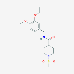 molecular formula C17H26N2O5S B4492306 N-[(3-ETHOXY-4-METHOXYPHENYL)METHYL]-1-METHANESULFONYLPIPERIDINE-4-CARBOXAMIDE 