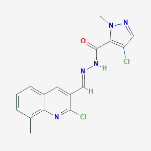 4-chloro-N'-[(2-chloro-8-methyl-3-quinolinyl)methylene]-1-methyl-1H-pyrazole-5-carbohydrazide