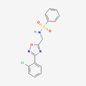 molecular formula C15H12ClN3O3S B4492329 N-{[3-(2-chlorophenyl)-1,2,4-oxadiazol-5-yl]methyl}benzenesulfonamide 