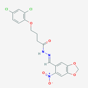 molecular formula C18H15Cl2N3O6 B449238 4-(2,4-dichlorophenoxy)-N'-({6-nitro-1,3-benzodioxol-5-yl}methylene)butanohydrazide 