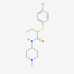 molecular formula C16H23ClN2OS B4492383 2-[(4-chlorophenyl)thio]-N-(1-methyl-4-piperidinyl)butanamide 