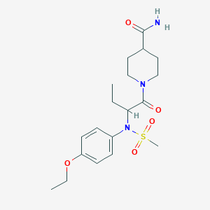 molecular formula C19H29N3O5S B4492403 1-{2-[(4-ethoxyphenyl)(methylsulfonyl)amino]butanoyl}-4-piperidinecarboxamide 