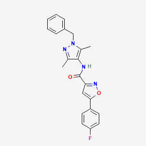 molecular formula C22H19FN4O2 B4492418 N-(1-benzyl-3,5-dimethyl-1H-pyrazol-4-yl)-5-(4-fluorophenyl)-3-isoxazolecarboxamide 