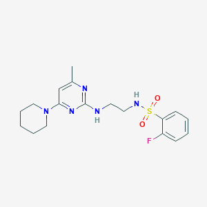 2-fluoro-N-(2-{[4-methyl-6-(1-piperidinyl)-2-pyrimidinyl]amino}ethyl)benzenesulfonamide