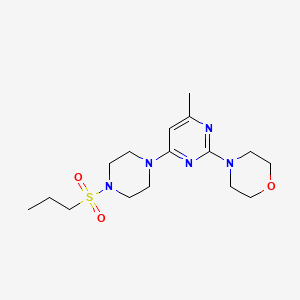 molecular formula C16H27N5O3S B4492485 4-{4-methyl-6-[4-(propylsulfonyl)-1-piperazinyl]-2-pyrimidinyl}morpholine 