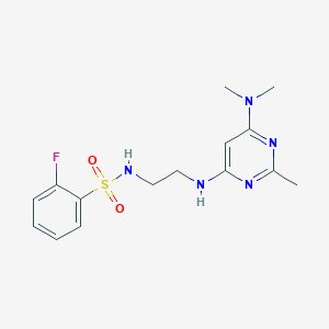 N-(2-{[6-(dimethylamino)-2-methyl-4-pyrimidinyl]amino}ethyl)-2-fluorobenzenesulfonamide