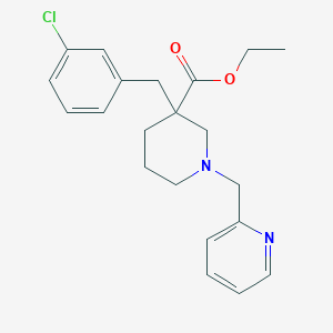 molecular formula C21H25ClN2O2 B4492553 ethyl 3-(3-chlorobenzyl)-1-(2-pyridinylmethyl)-3-piperidinecarboxylate 