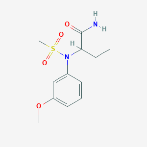 molecular formula C12H18N2O4S B4492594 2-[(3-methoxyphenyl)(methylsulfonyl)amino]butanamide 