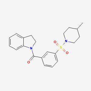 molecular formula C21H24N2O3S B4492596 1-{3-[(4-methyl-1-piperidinyl)sulfonyl]benzoyl}indoline 