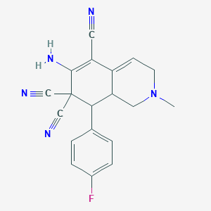 molecular formula C19H16FN5 B4492645 6-amino-8-(4-fluorophenyl)-2-methyl-2,3,8,8a-tetrahydro-5,7,7(1H)-isoquinolinetricarbonitrile 