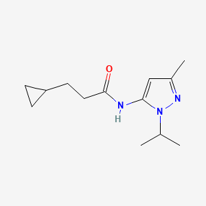 molecular formula C13H21N3O B4492663 3-cyclopropyl-N-(1-isopropyl-3-methyl-1H-pyrazol-5-yl)propanamide 