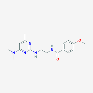 molecular formula C17H23N5O2 B4492672 N-(2-{[4-(dimethylamino)-6-methyl-2-pyrimidinyl]amino}ethyl)-4-methoxybenzamide 