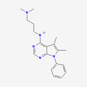 molecular formula C19H25N5 B4492693 N'-(5,6-dimethyl-7-phenyl-7H-pyrrolo[2,3-d]pyrimidin-4-yl)-N,N-dimethyl-1,3-propanediamine 