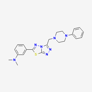 molecular formula C22H25N7S B4492737 N,N-dimethyl-3-{3-[(4-phenyl-1-piperazinyl)methyl][1,2,4]triazolo[3,4-b][1,3,4]thiadiazol-6-yl}aniline 