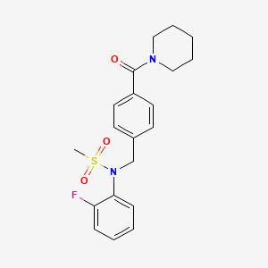 molecular formula C20H23FN2O3S B4492763 N-(2-FLUOROPHENYL)-N-{[4-(PIPERIDINE-1-CARBONYL)PHENYL]METHYL}METHANESULFONAMIDE 