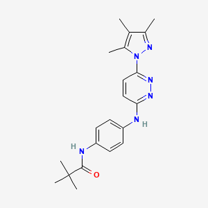 molecular formula C21H26N6O B4492771 2,2-dimethyl-N-(4-{[6-(3,4,5-trimethyl-1H-pyrazol-1-yl)-3-pyridazinyl]amino}phenyl)propanamide 