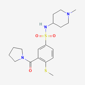 molecular formula C18H27N3O3S2 B4492790 N-(1-methyl-4-piperidinyl)-4-(methylthio)-3-(1-pyrrolidinylcarbonyl)benzenesulfonamide 