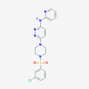 molecular formula C19H19ClN6O2S B4492919 6-{4-[(3-chlorophenyl)sulfonyl]-1-piperazinyl}-N-2-pyridinyl-3-pyridazinamine 