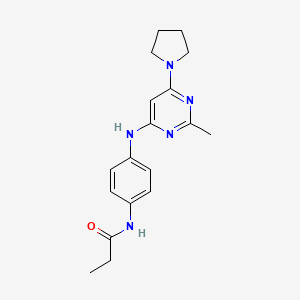 molecular formula C18H23N5O B4492927 N-(4-{[2-METHYL-6-(PYRROLIDIN-1-YL)PYRIMIDIN-4-YL]AMINO}PHENYL)PROPANAMIDE 