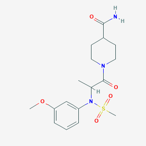 molecular formula C17H25N3O5S B4492949 1-[N-(3-methoxyphenyl)-N-(methylsulfonyl)alanyl]-4-piperidinecarboxamide 