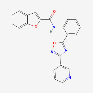 molecular formula C22H14N4O3 B4492967 N-{2-[3-(3-pyridinyl)-1,2,4-oxadiazol-5-yl]phenyl}-1-benzofuran-2-carboxamide 